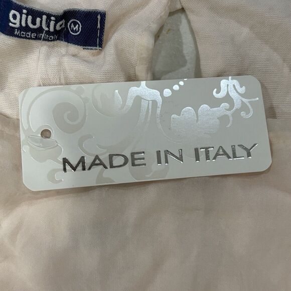 Italian GIULIA 100% Silk Top Peach Sleeveless Lined Flowy Blouse - Picture 8 of 11